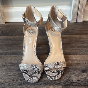 Vince Camuto Black and Cream Heeled Sandals